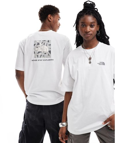 The North Face Geolines redbox - t-shirt oversize bianca con stampa sul retro - Bianco