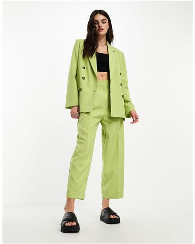 ASOS Tapered Suit Pants With Turn Up Hem - Green