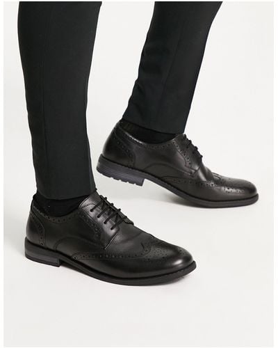 French Connection Leather Formal Derby Shoes in Black for Men | Lyst