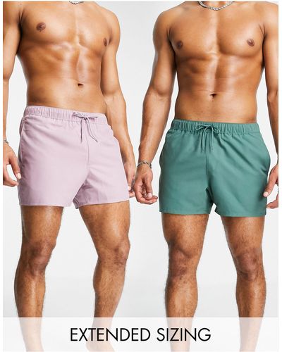 ASOS – 2er-sparpack kurze badeshorts - Mehrfarbig