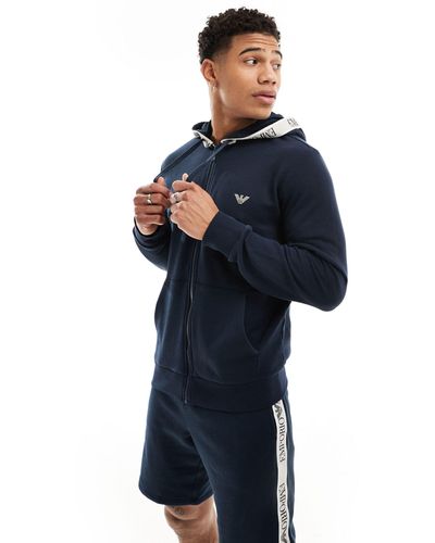 Emporio Armani Bodywear Zip Through Hoodie - Blue