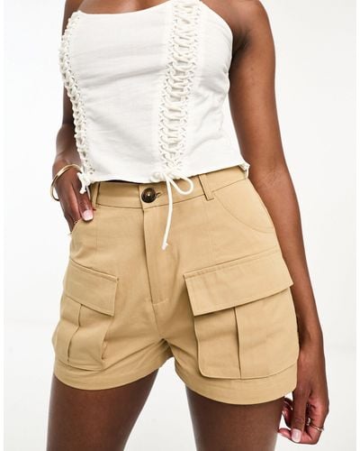 In The Style X Perrie Sian Cargo Shorts - Natural
