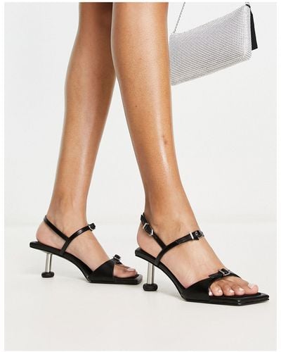 Charles & Keith Thin Strap Mid Heeled Sandals - Black