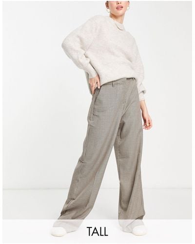 Vero Moda Pantalon large à carreaux et mini motif pied-de-poule - neutre - Blanc