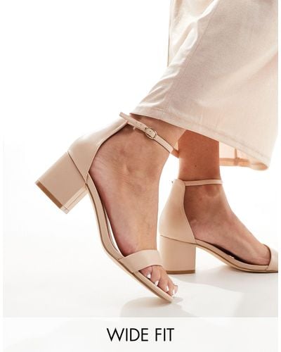 Truffle Collection Wide Fit Block Heel Sandal - Natural