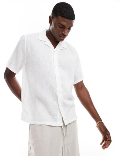 Abercrombie & Fitch – kurzärmliges, luftiges hemd - Weiß