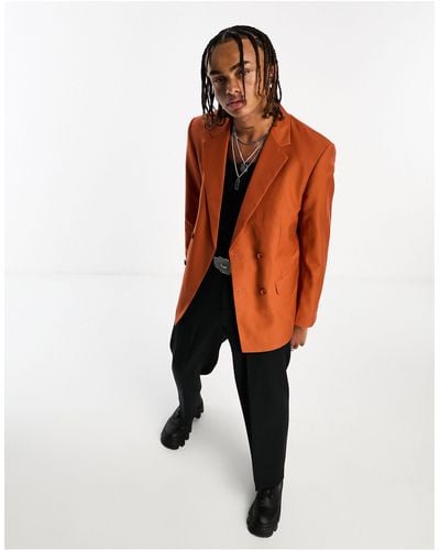 Sixth June Oversized Double Breasted Suit Jacket - Orange