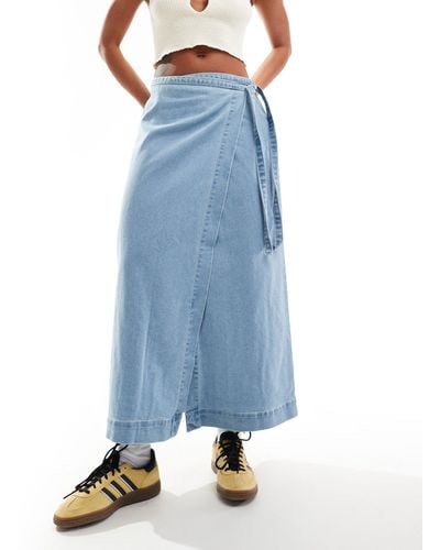 Vero Moda Denim Maxi Wrap Skirt - Blue