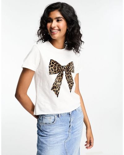 ASOS Baby Tee With Leopard Bow Graphic - White