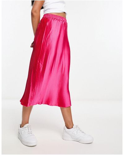 Vero Moda Satin Midi Skirt - Pink
