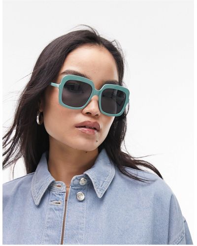 TOPSHOP – abgerundete, quadratische sonnenbrille - Blau