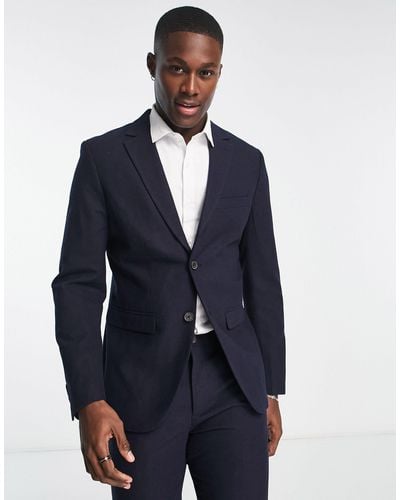 SELECTED Slim Fit Wool Mix Suit Jacket - Blue