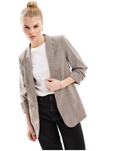 Pieces Ruched Sleeve Blazer - Gray