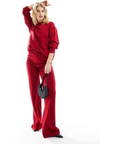 Mango Straight Leg Co-ord Trousers - Red