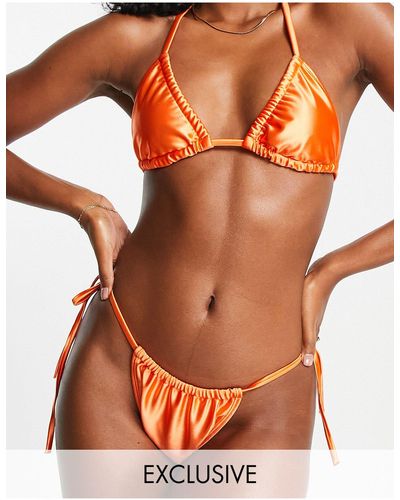 Public Desire Bikinitopje Met Omgekeerde Triangel Cups Van Satijn - Oranje