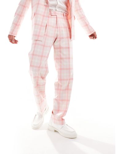 Viggo Eriksen - pantaloni da abito chiaro a quadri - Rosa