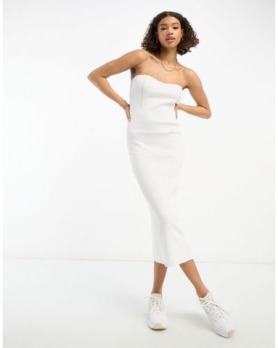 ASOS Knitted Bandeau Midi Dress - White