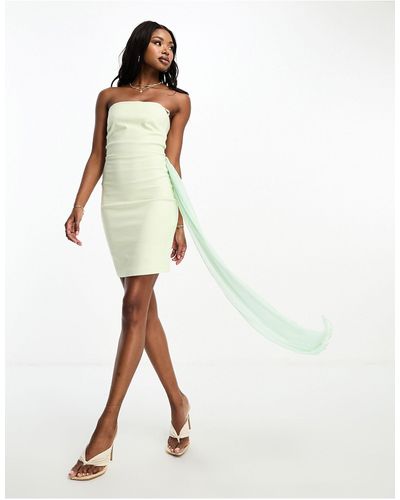 Vesper Bandeau Mini Dress With Drape Detail - White