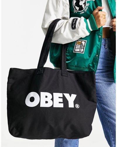 Obey Oversized Tote Met Contrasterend Logo - Zwart