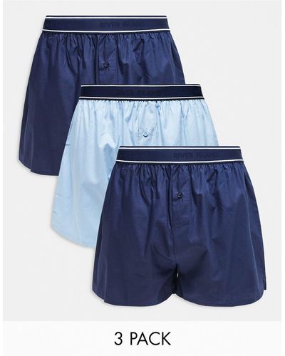 River Island – schlichte boxershorts aus webstoff - Blau