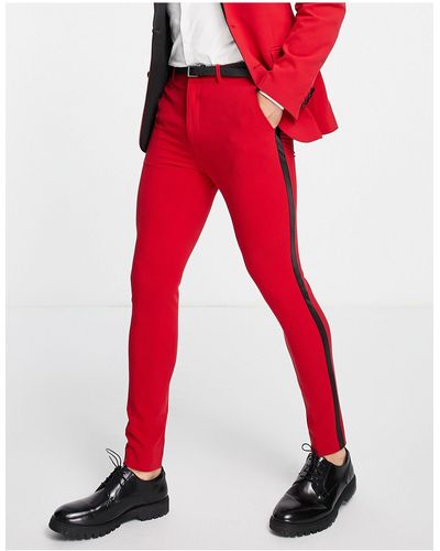 ASOS Super Skinny Tuxedo Trousers - Red