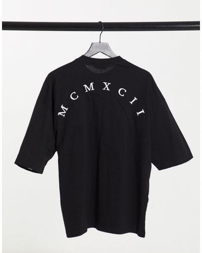 ASOS Oversized T-shirt With Roman Numeral Front Chest & Back Print - Black