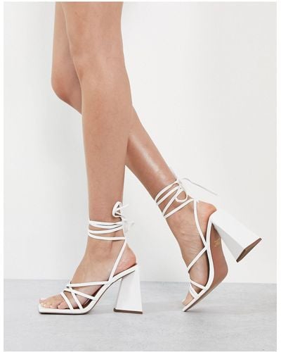 ASOS Nura Strappy Block Heeled Sandals - White