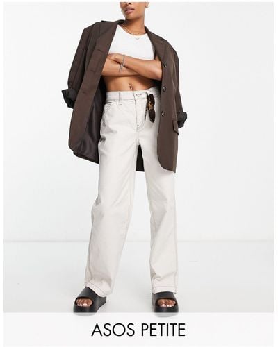 ASOS Asos design petite - pantalon cargo minimaliste à coutures contrastantes - taupe - Neutre