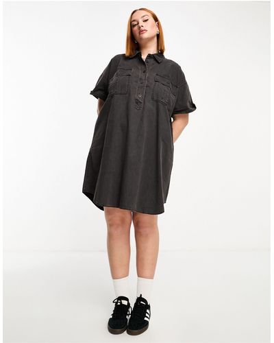 Madewell Plus - robe chemise courte en denim - Noir