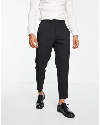SELECTED Slim Fit Tapered Smart Trousers - Black