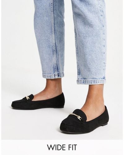 New Look Wide Fit Suedette Loafers - Blue