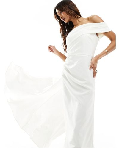 Jarlo Clean Bandeau Maxi Dress With Train - White