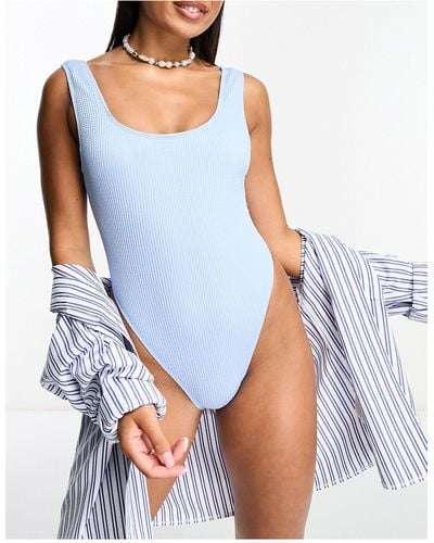 River Island Crinkle Texture Swimsuit - Blue