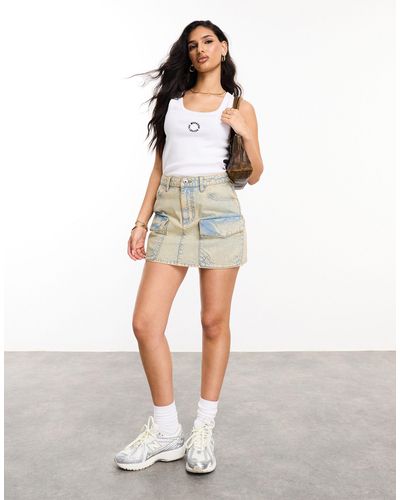 ASOS Asos Design Weekend Collective Denim Utility Mini Skirt - White