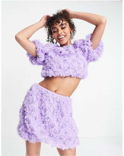 ASOS 3d Lace Puff Ball Mini Skirt - Purple