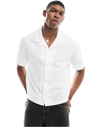 Weekday – charlie – kurzärmliges oversize-hemd - Weiß