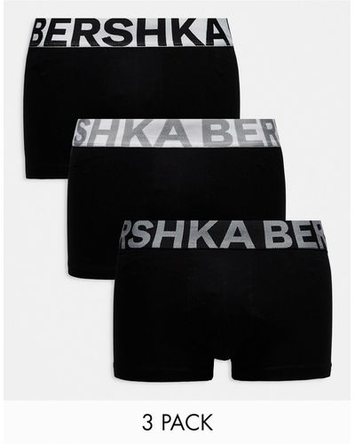 Bershka Confezione da 3 boxer neri con elastico - Nero