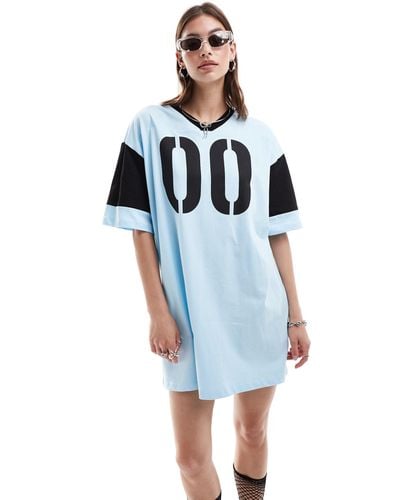 Collusion T-shirt Mini Dress With Sports Graphic - Blue