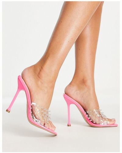 SIMMI Simmi London Clear Diamante Mule Sandals - Pink
