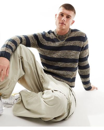 Only & Sons Chunky Knit Stripe Sweater - Brown