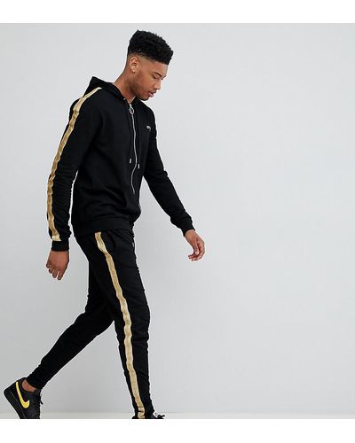 Sixth June Skinny Joggers In Black With Gold Side Stripe Exclusive To Asos