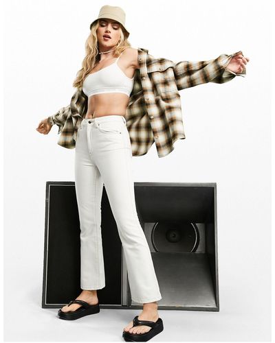 ASOS Mid Rise Cotton Blend exaggerated Flare Jeans - White