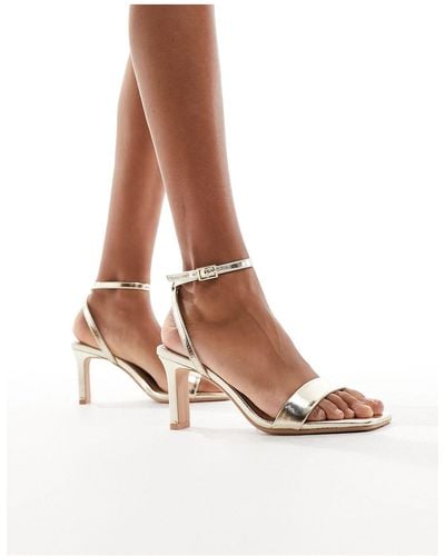 Bershka Strappy Barely There Heeled Sandals - White