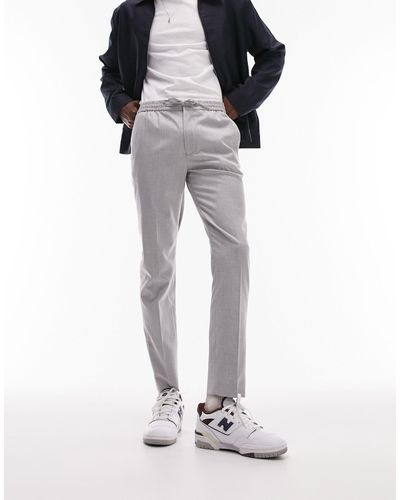 TOPMAN Skinny Smart Trousers With Elastic Waistband - White