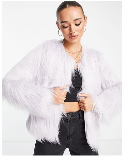 Unreal Fur Unreal Dream Collarless Faux Fur Jacket - White