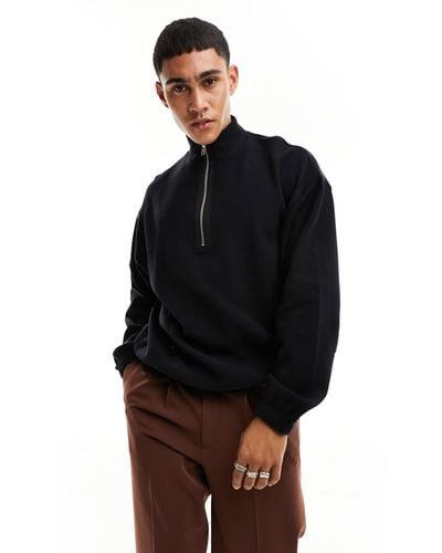 ASOS Oversized Half Zip Sweatshirt - Black