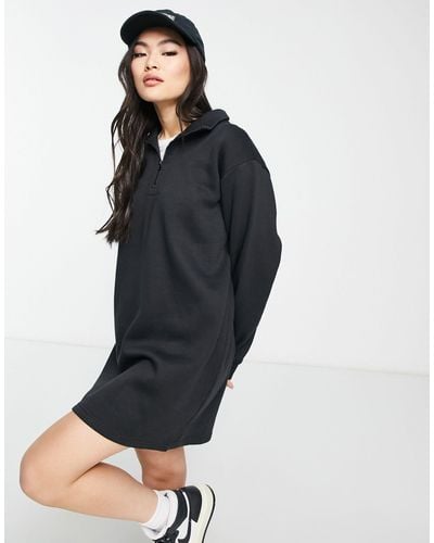 Threadbare Jenna Half Zip Mini Sweater Dress - Black