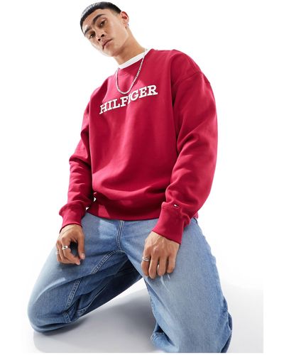 Tommy Hilfiger – monotype – sweatshirt mit stickerei - Rot