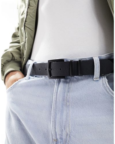 Pull&Bear Leather Effect Belt With Double Buckle - Blue