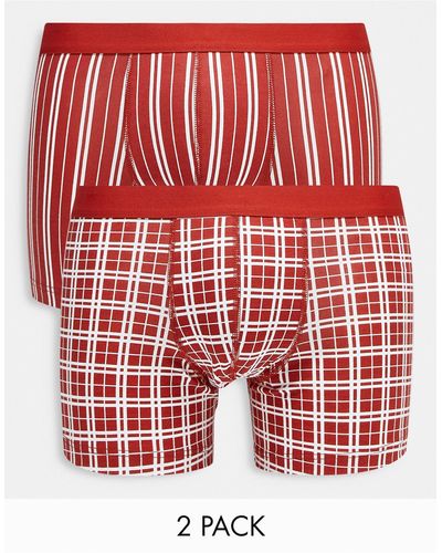 ASOS 2 Pack Jersey Trunks - Red